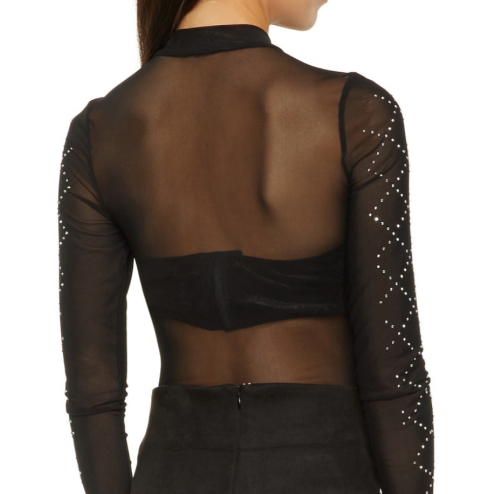 Black Rhinestone Bodysuit - Picture 3 of 3
